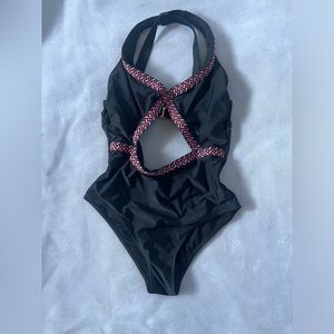 Black one piece bathing suit